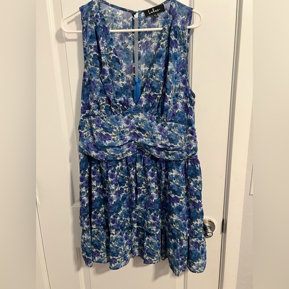 Lulu's Blue and Purple Floral Dress XL - Picture 2 of 4